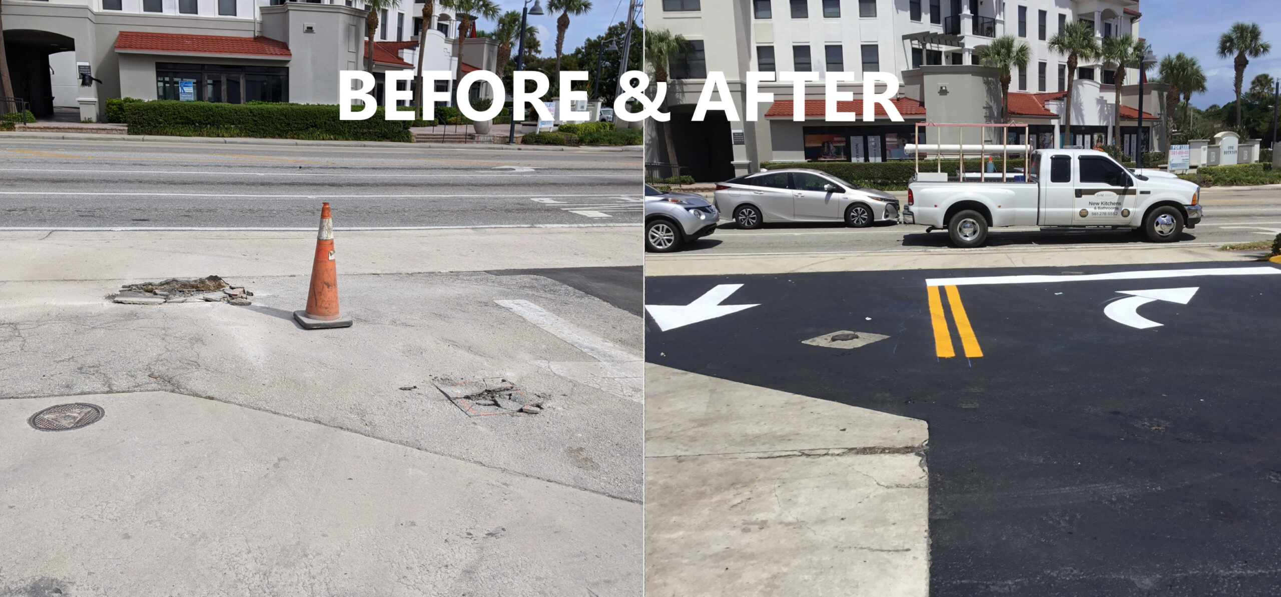 asphalt repair before and after