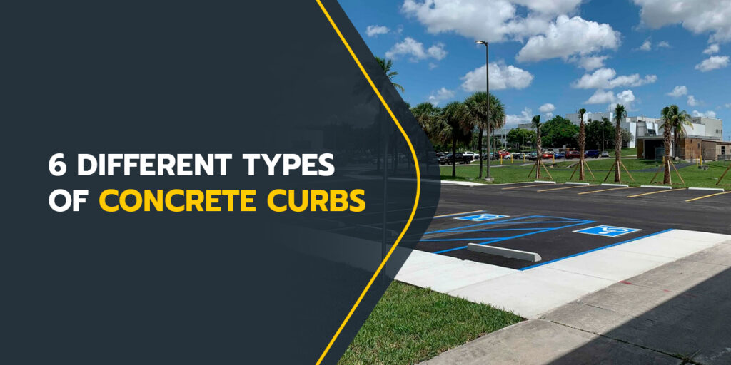 concrete curbs on a parking lot