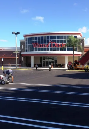 Operating a parking lot striping machine in Southwest Florida