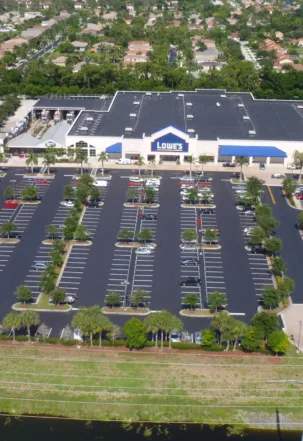 Newly paved store parking lot in Southwest Florida
